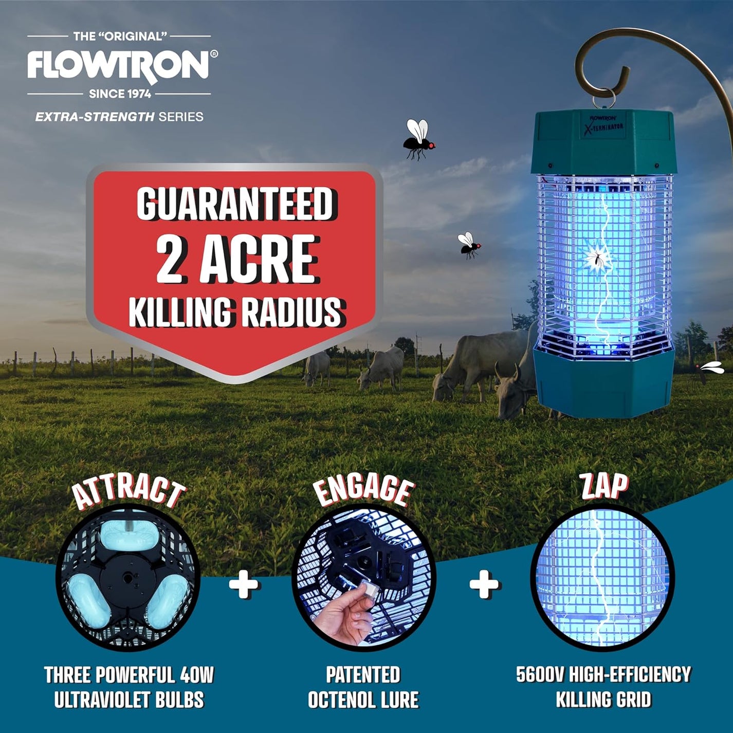 Powerful Commercial Bug Zapper with 2 Acre Coverage | Flowtron
