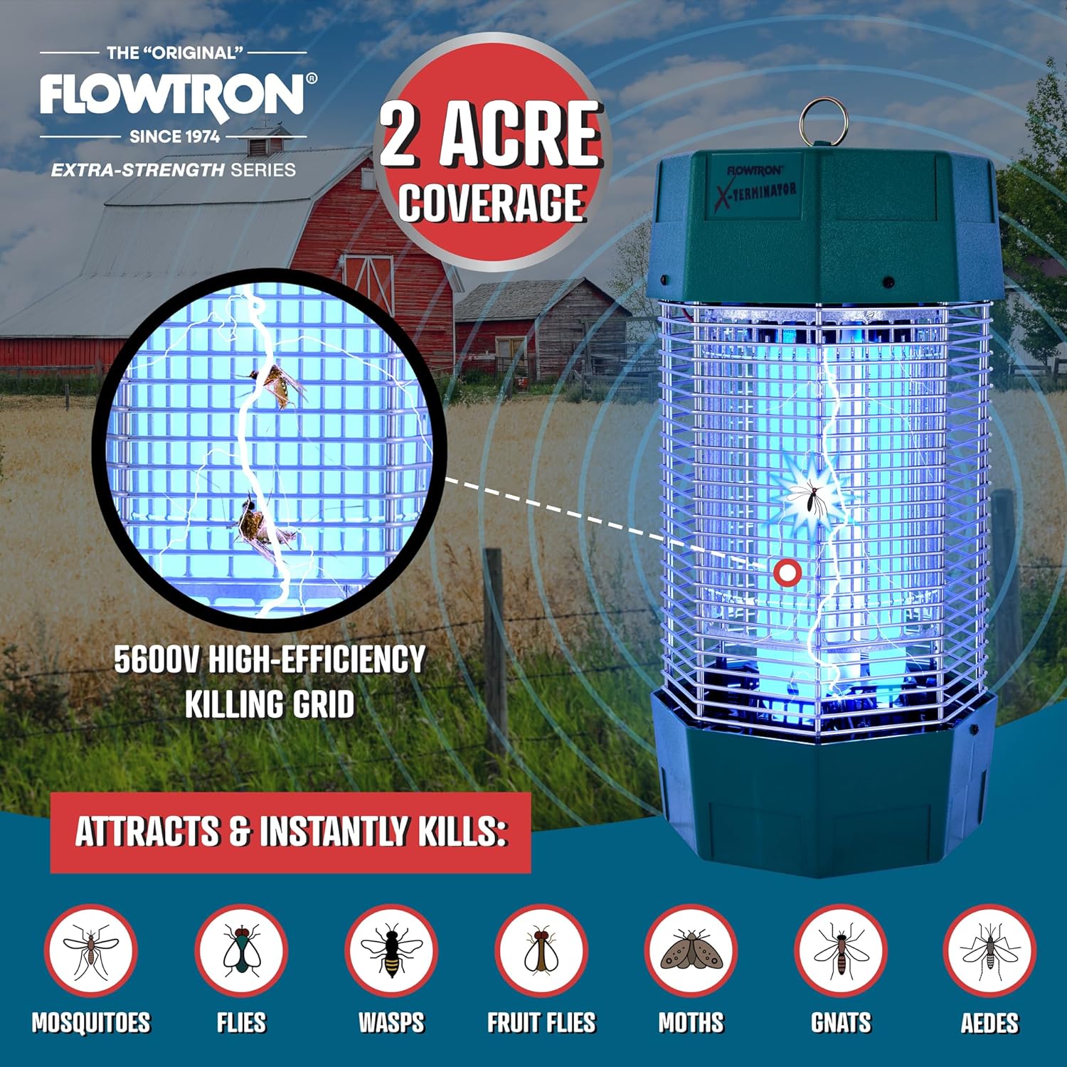 Powerful Commercial Bug Zapper With 2 Acre Coverage | Flowtron