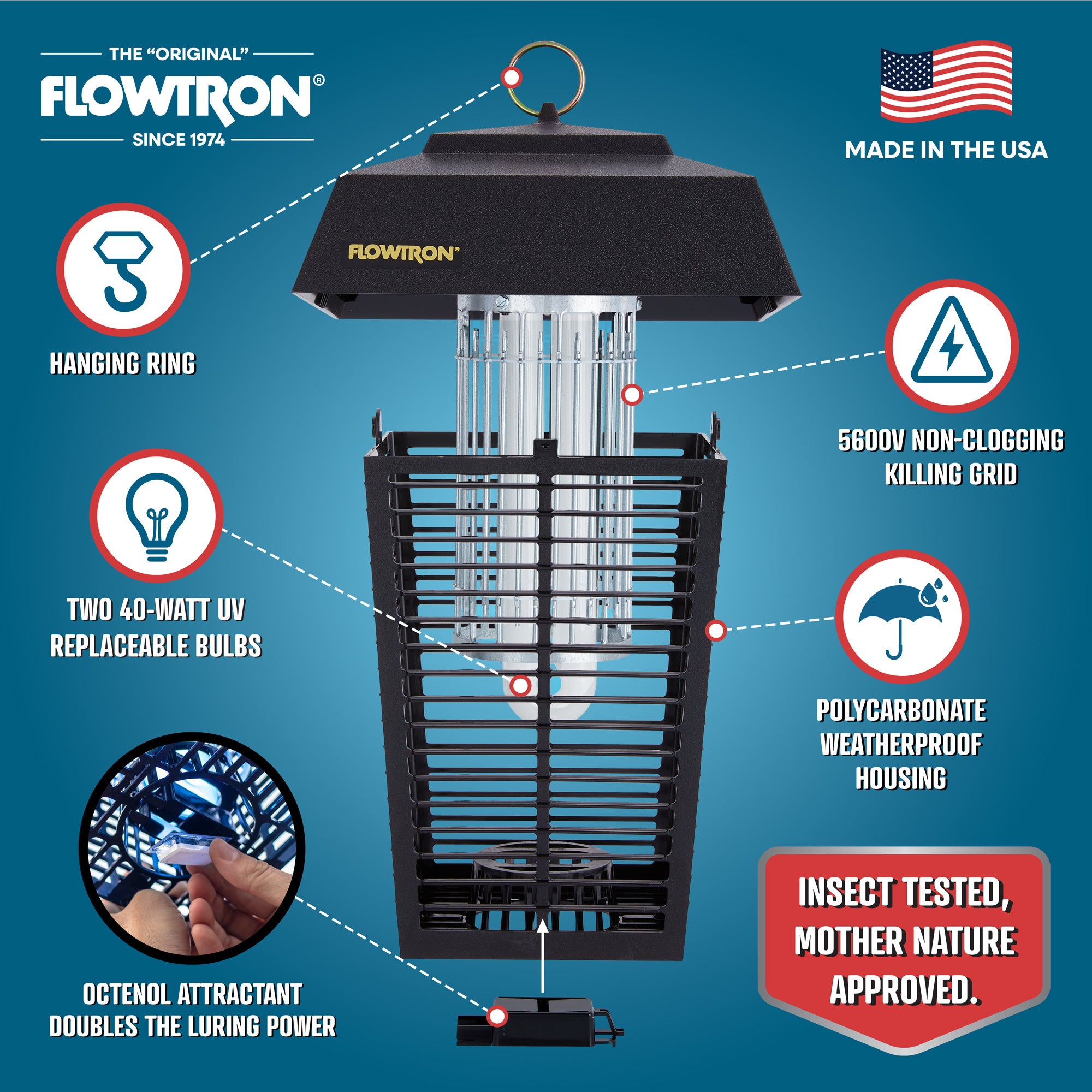 Flowtron Bug Zapper | Effective 1-1/2 Acre Outdoor Coverage