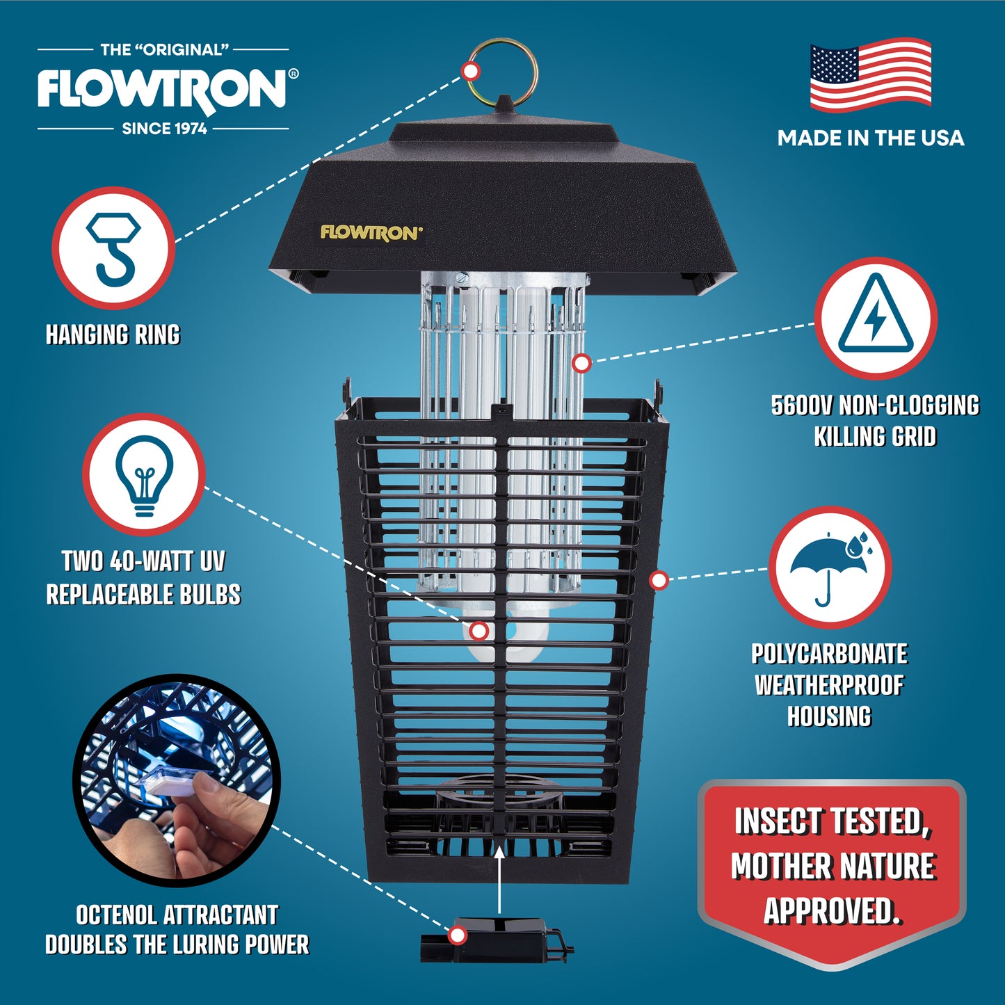 Flowtron 80W Outdoor Bug Zapper, 1.5 Acre coverage