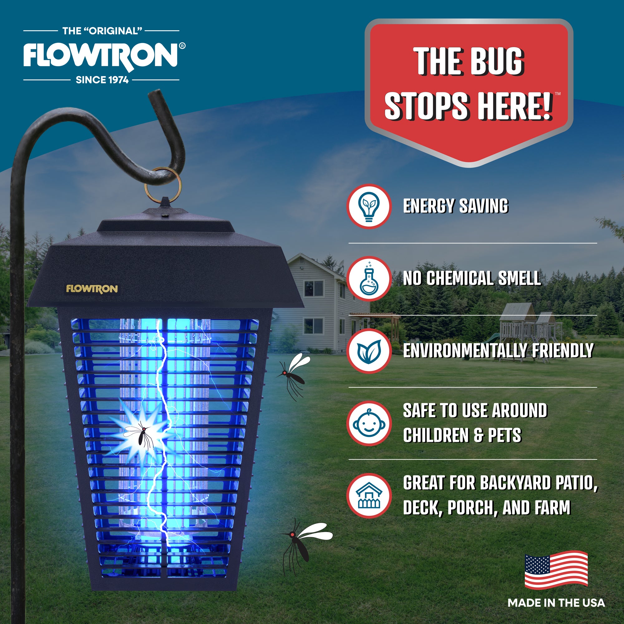 Flowtron 80W Bug Zapper - Ultimate Outdoor Insect Killer For 1.5 Acre Areas