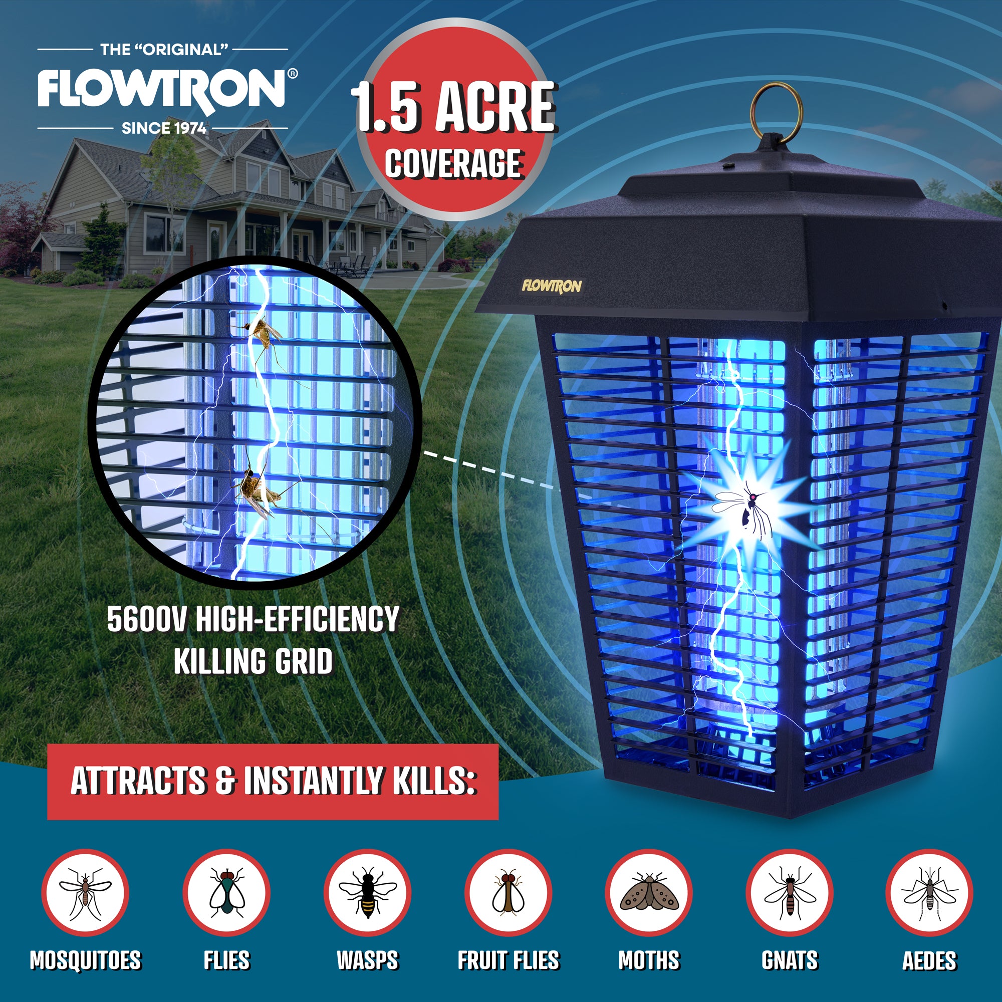 Flowtron Bug Zapper | Effective 1-1/2 Acre Outdoor Coverage