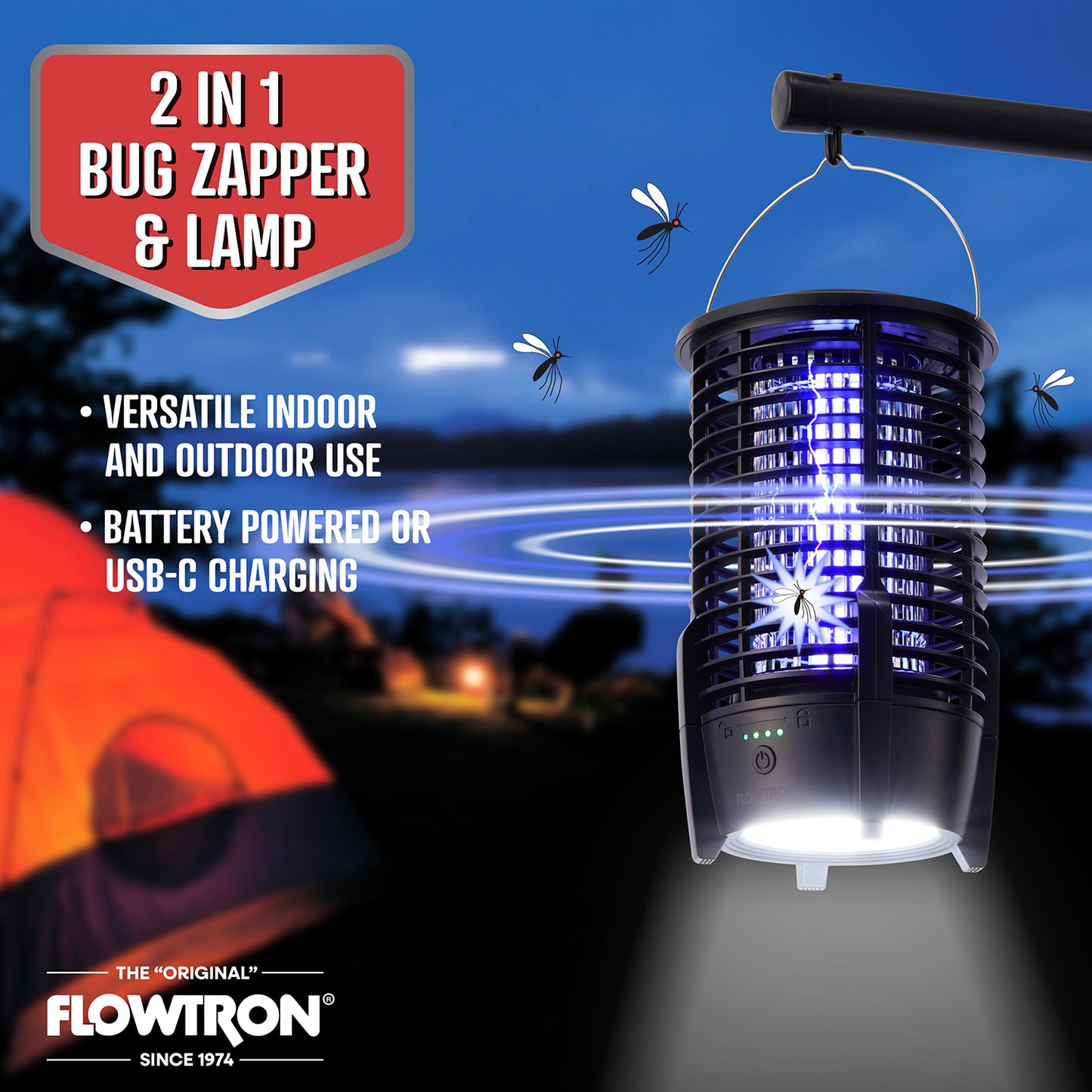 Flowtron Rechargeable Bug Zapper Lamp, 2150 sqft Coverage