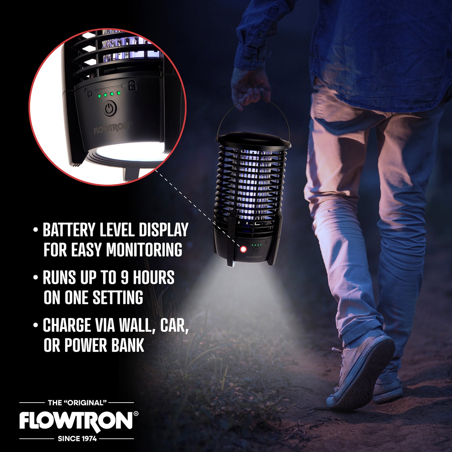 Flowtron Rechargeable Bug Zapper Lamp, 2150 sqft Coverage