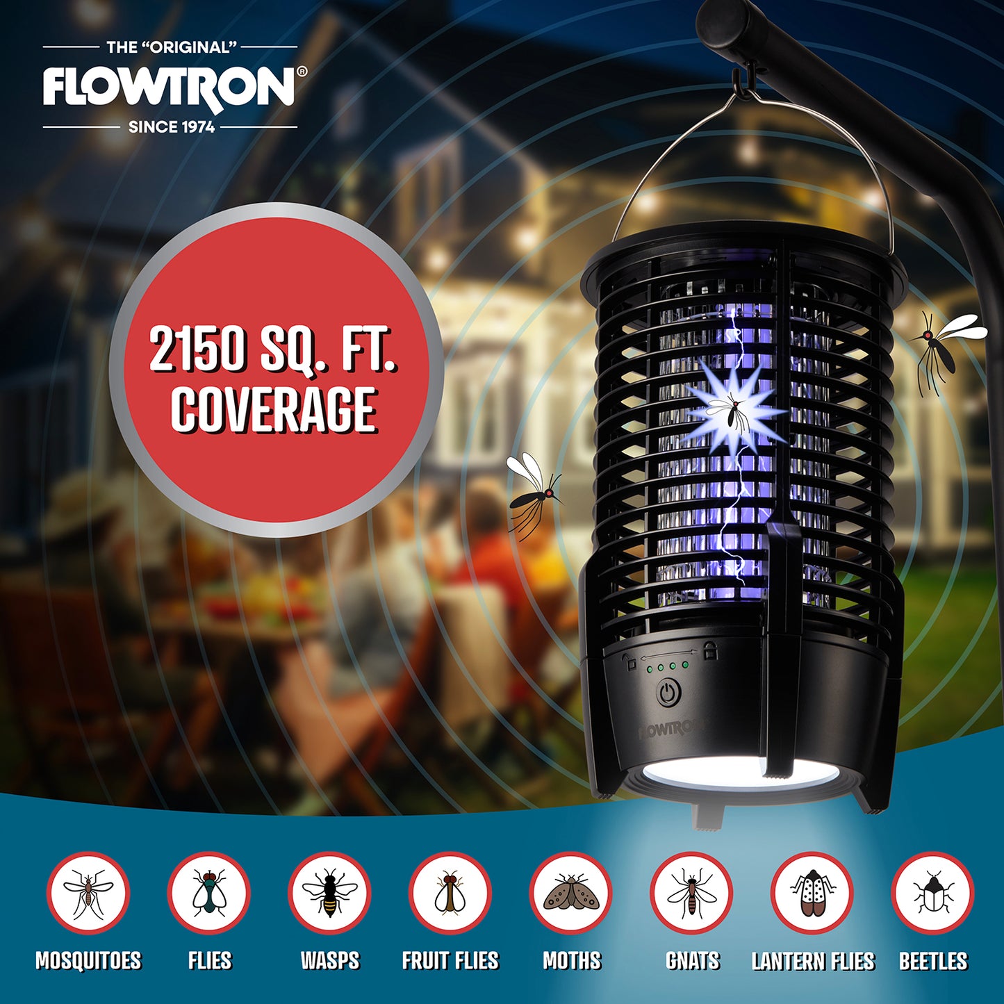 Flowtron Rechargeable Bug Zapper Lamp, 2150 sqft Coverage