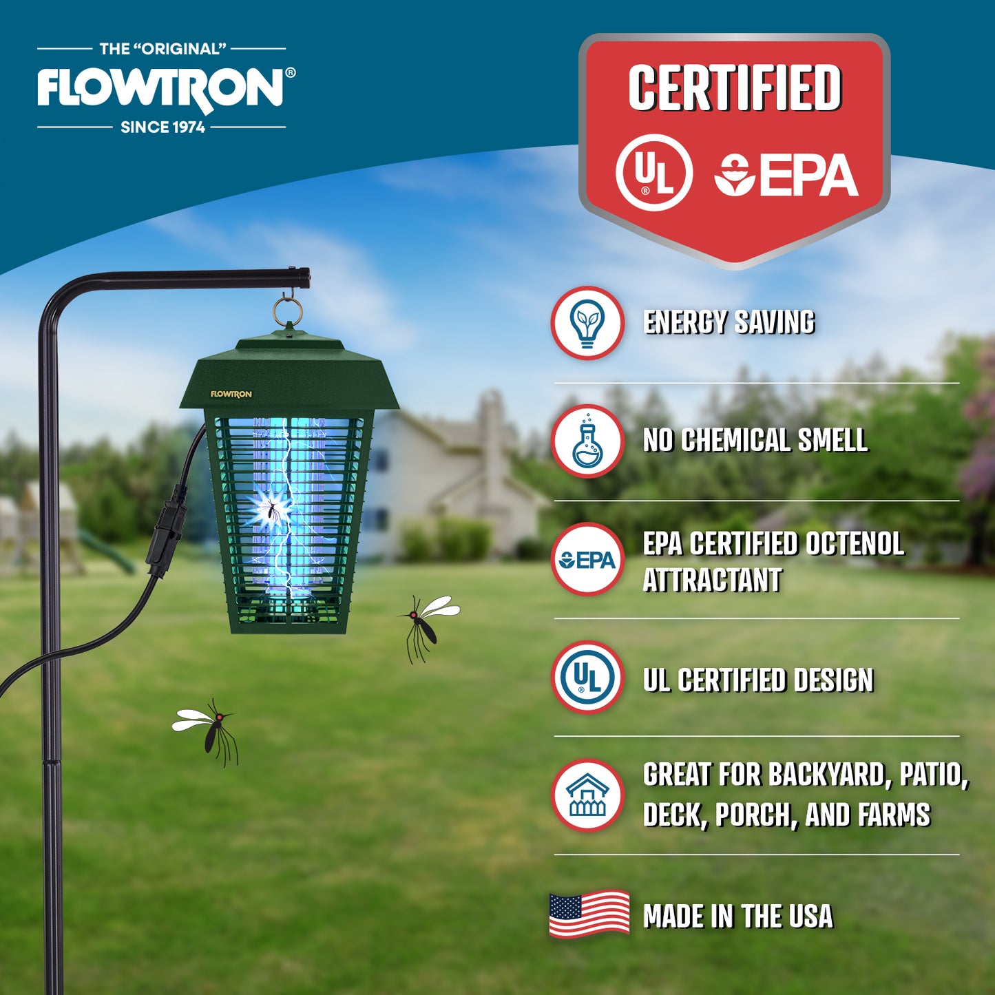 Flowtron 80W Outdoor Bug Zapper, 1.5 Acre coverage