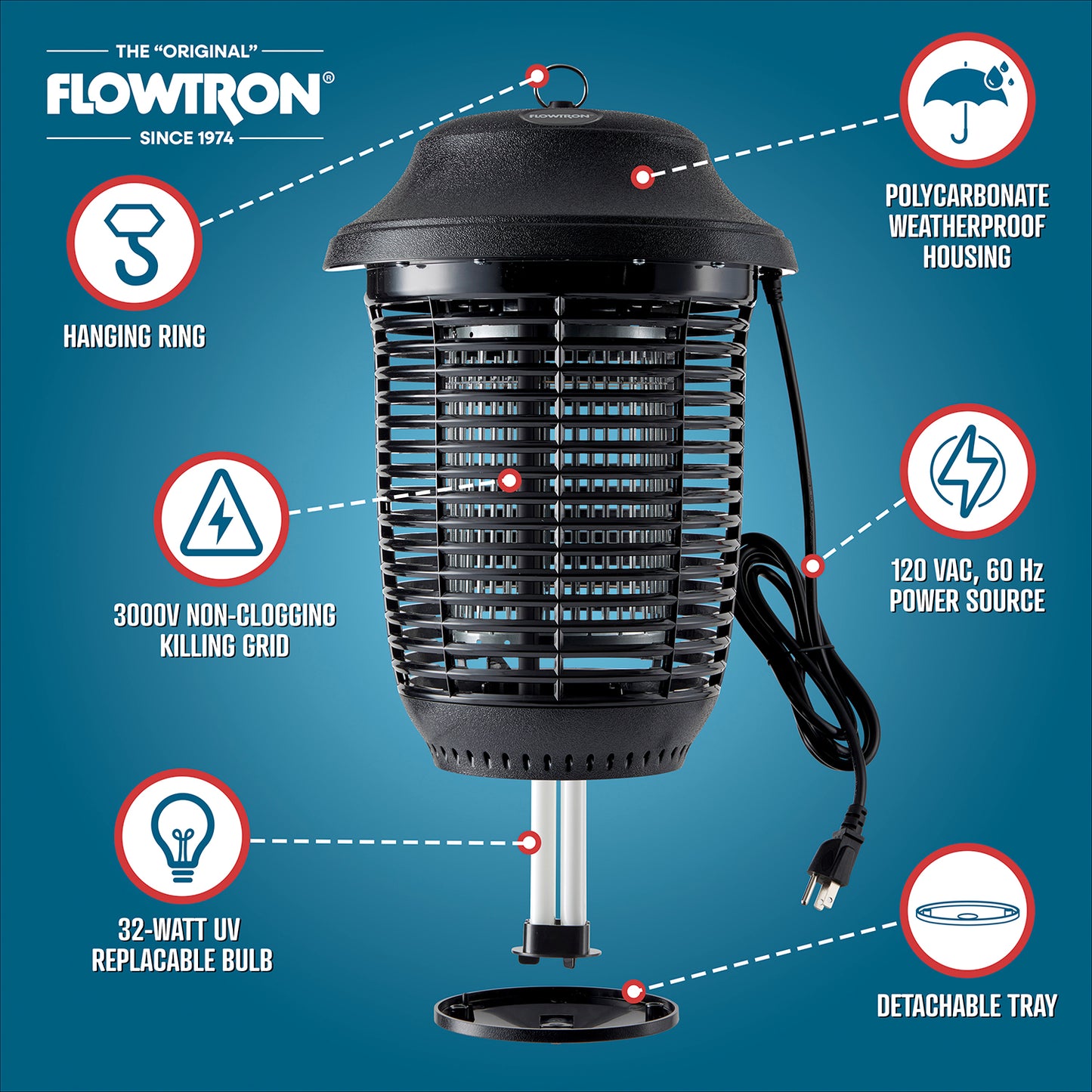 Flowtron Outdoor Bug Zapper, 2000 sq.ft coverage