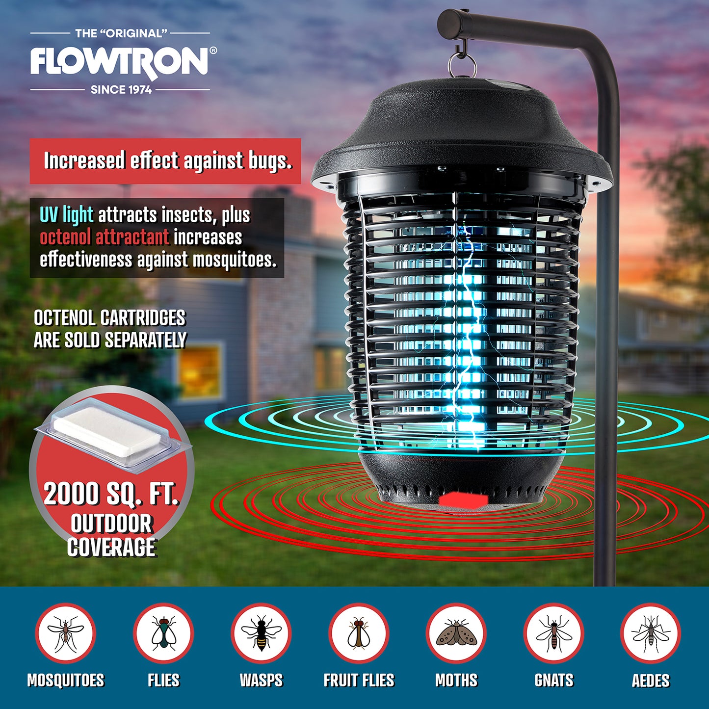 Flowtron Outdoor Bug Zapper, 2000 sq.ft coverage