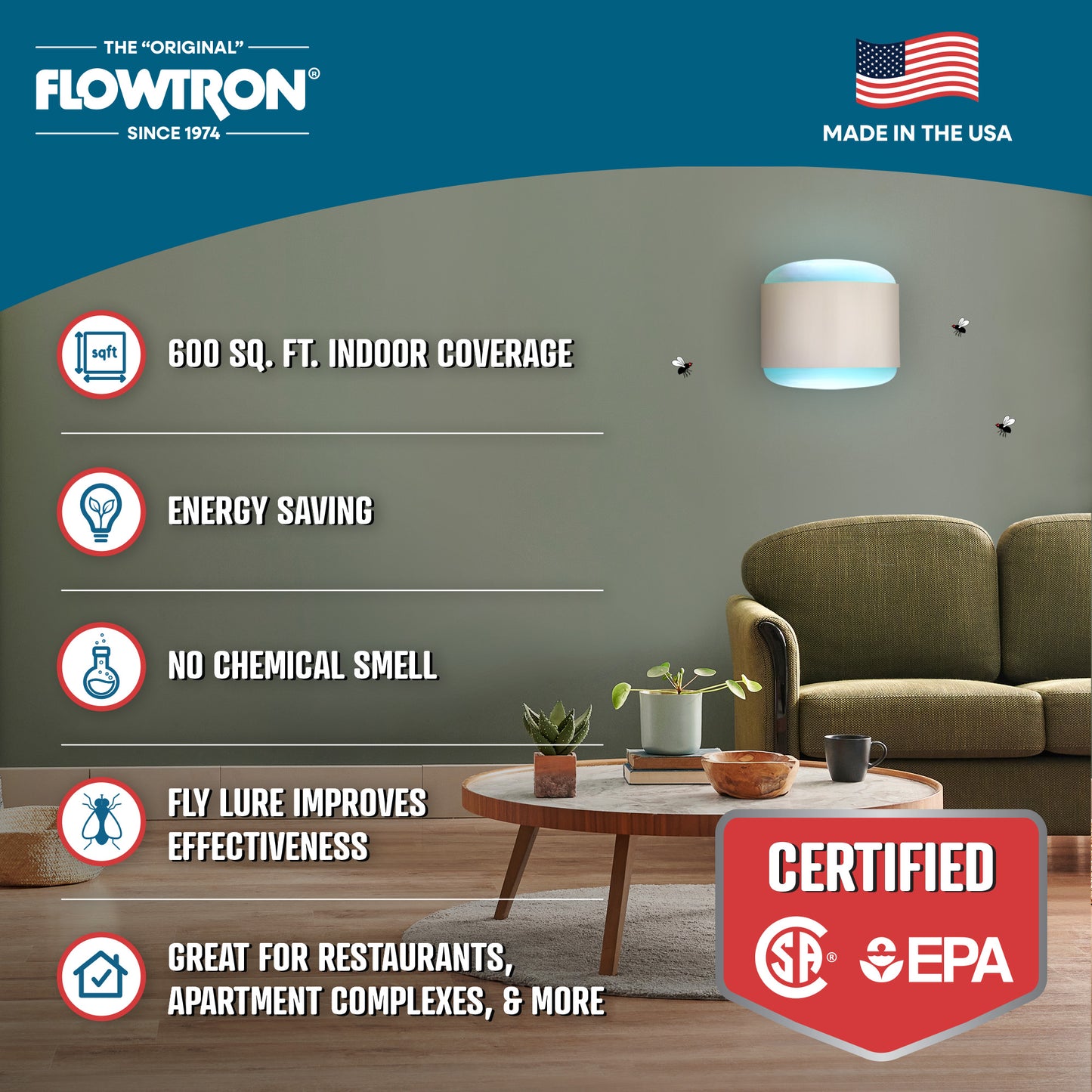 Flowtron 40W Indoor Sconce Fly Killer, 600 sq.ft coverage