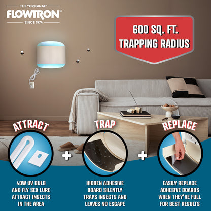 Flowtron 40W Indoor Sconce Fly Killer, 600 sq.ft coverage