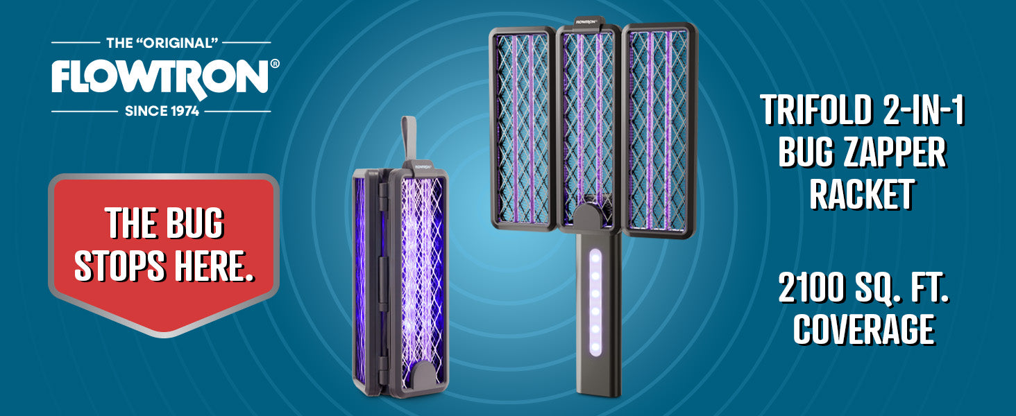 Tri-Fold Bug Zapper Racket – Portable & Powerful | Flowtron